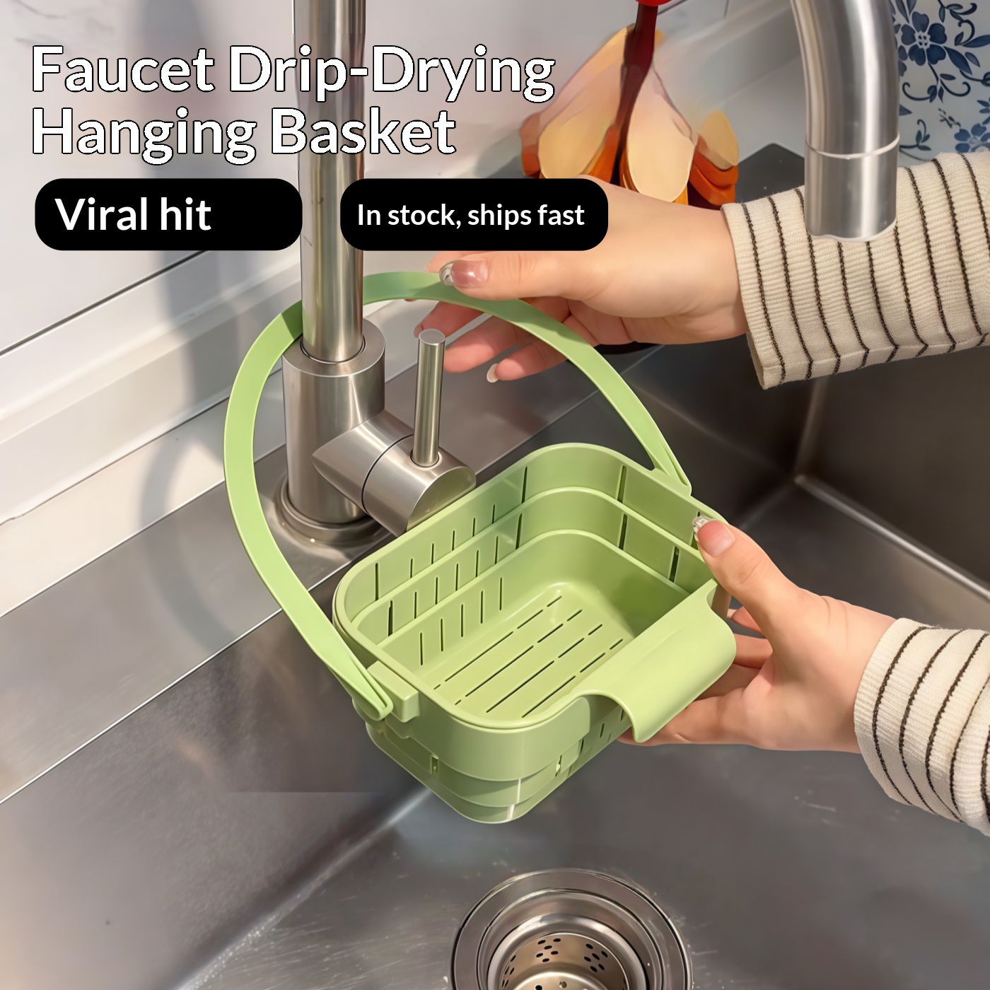Kitchen Hanging Gadgets - Foldable Sink Strainer Basket Hanging Faucet