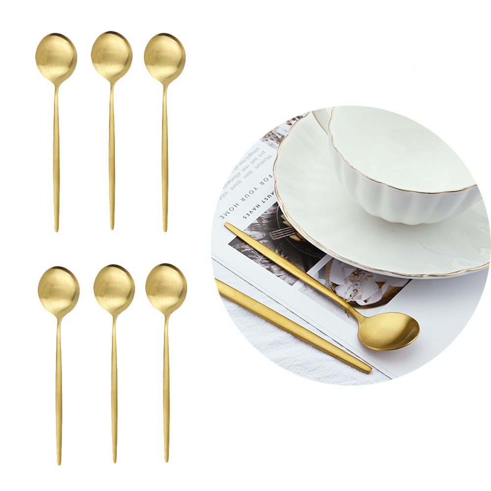 Kitchen Gadgets Gold - 6Pcs Matte Stainless Steel Teaspoon For
