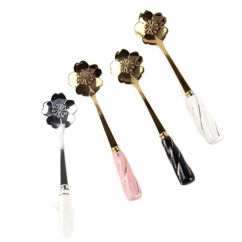 Kitchen Gadgets Gold - Tableware Coffee Stirring Spoon Ceramic Handle
