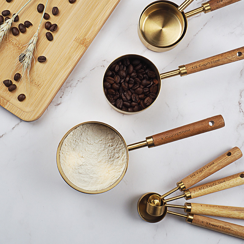 4/8pcs Wooden Gold Measuring C - Kitchen Gadgets Gold recension och pris