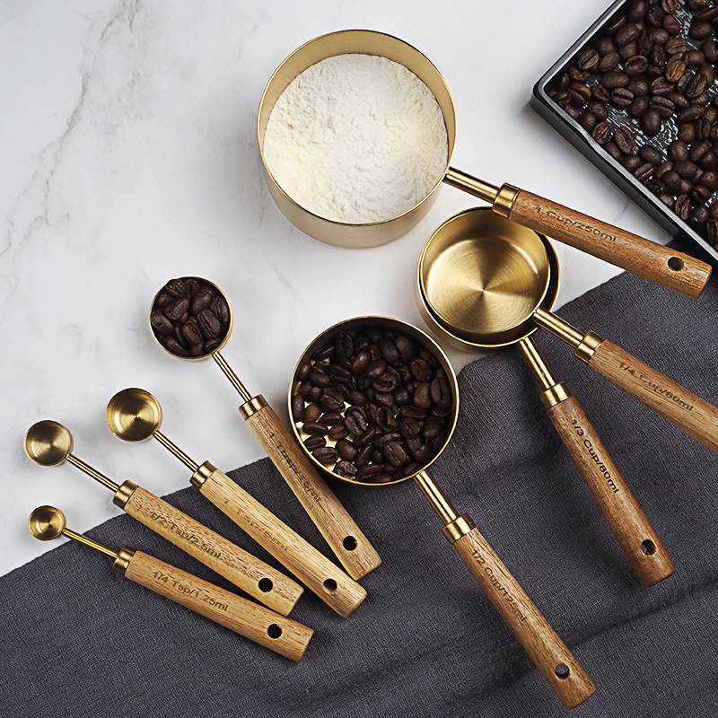 4/8pcs Wooden Gold Measuring C - Kitchen Gadgets Gold recension och pris