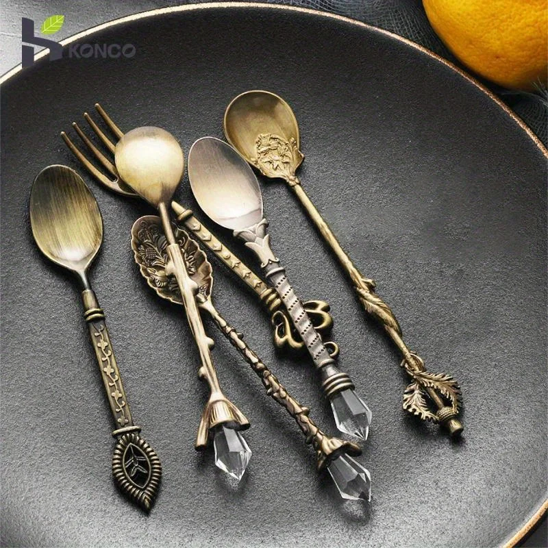6pcs Vintage Spoons Fork Royal - Kitchen Gadgets Gold recension och pris